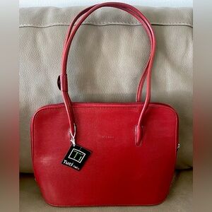 Tuci Italia Croc Leather Shoulder Handbag Large